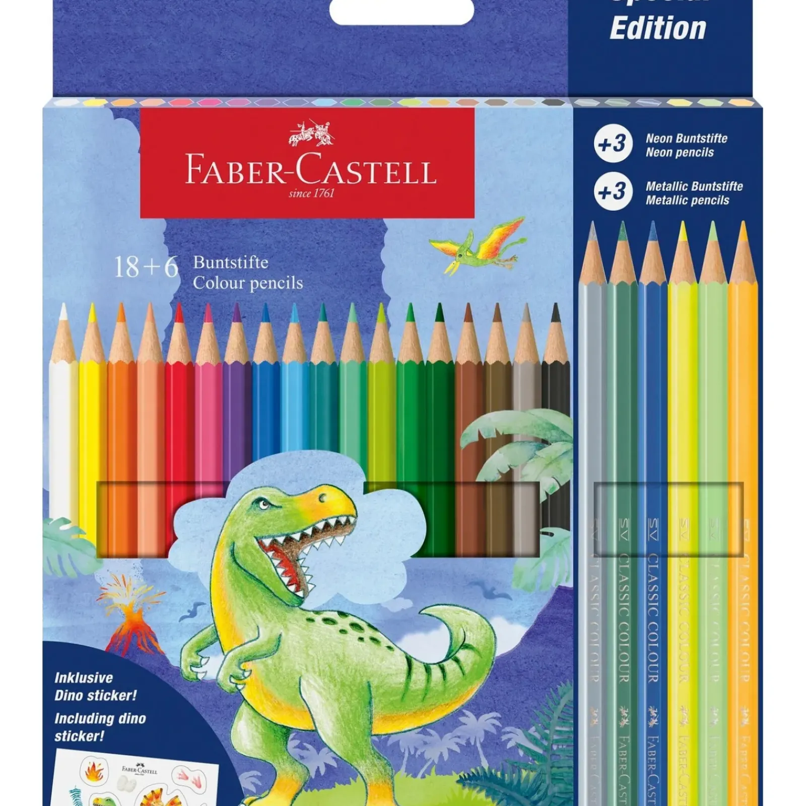 Hot Faber Castell Lápis de Cor Classic com Lápis Metal e Néon