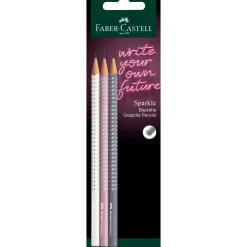 Faber Castell Lápis E Lapiseiras|Escrita > Lápis Sparkle Rosa, Cinza e Coconut 3 unidades