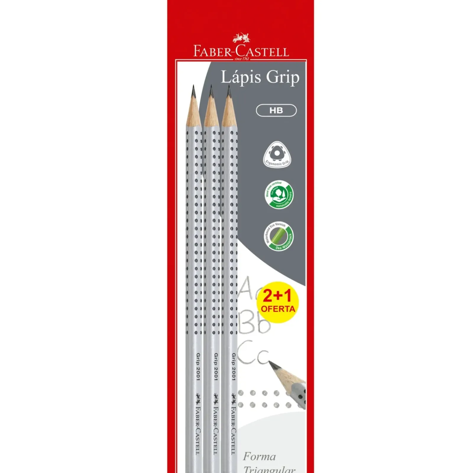 Best Faber Castell Lápis Triangular HB com Grip 3 unidades