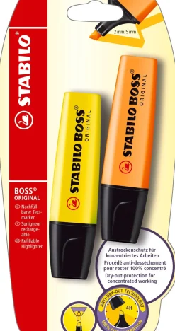 Hot Stabilo Marcadores Fluorescentes Amarelo e Laranja Boss