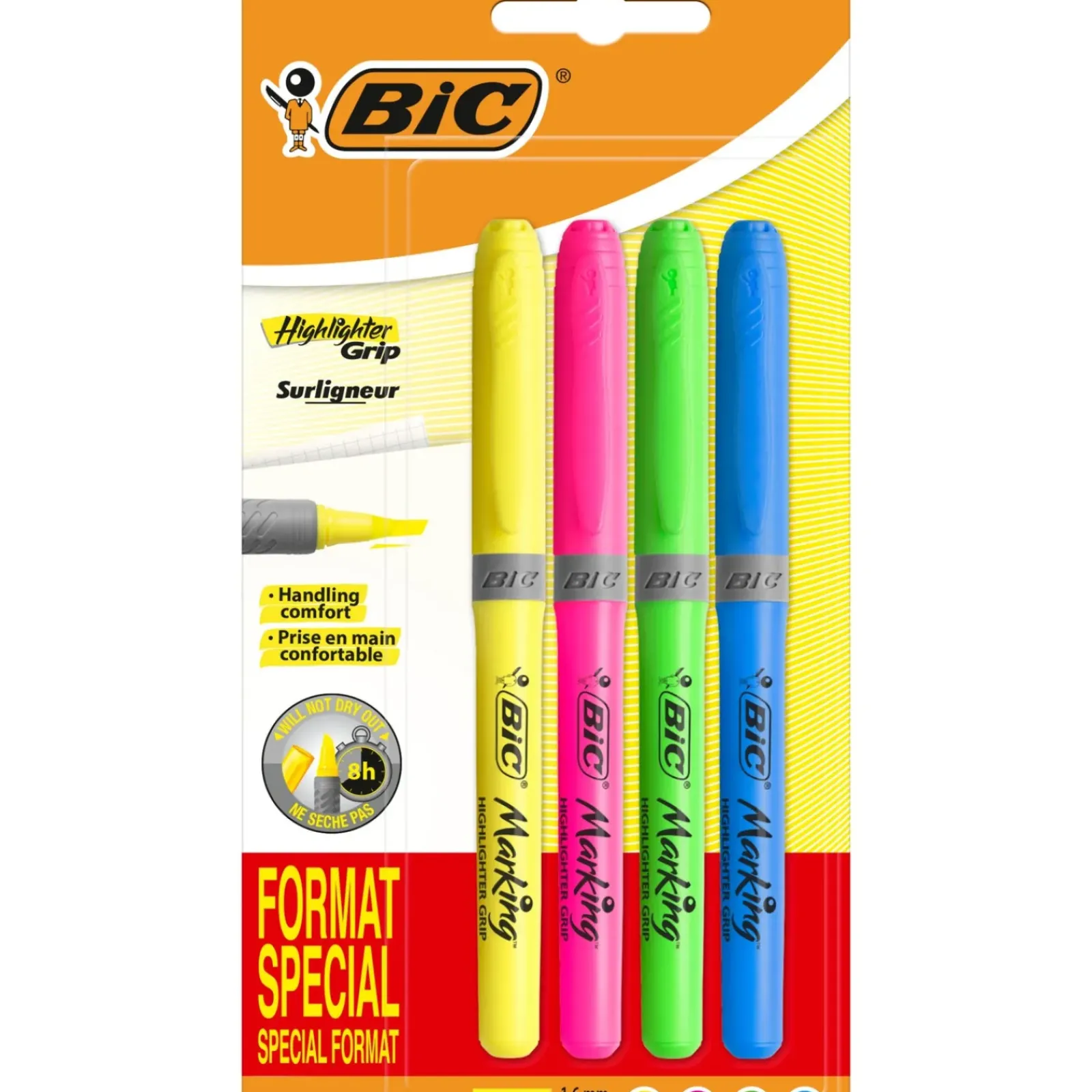 Bic Marcadores E Sublinhadores|Escrita > Marcadores Fluorescentes Grip 4 unidades