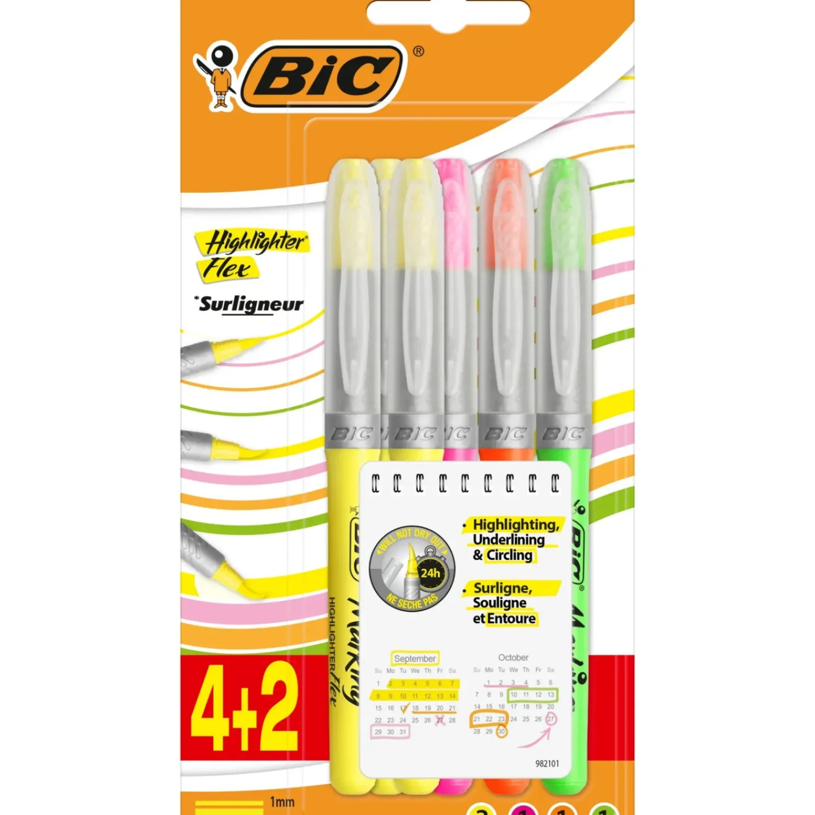 Bic Marcadores E Sublinhadores|Escrita > Marcadores Fluorescentes 6 unidades