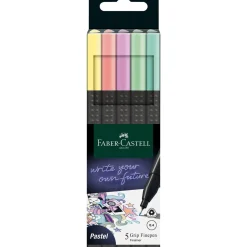 Faber Castell Marcadores E Sublinhadores|Escrita > Marcador Grip Finepen Pastel 5 unidades