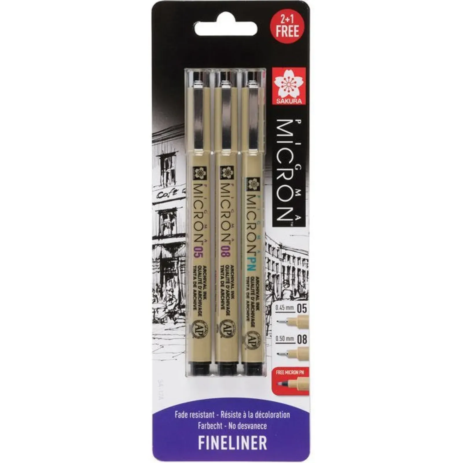 Clearance Sakura Marcador 05/08 Pigma Micron Ponta Pincel 2+1 unidades