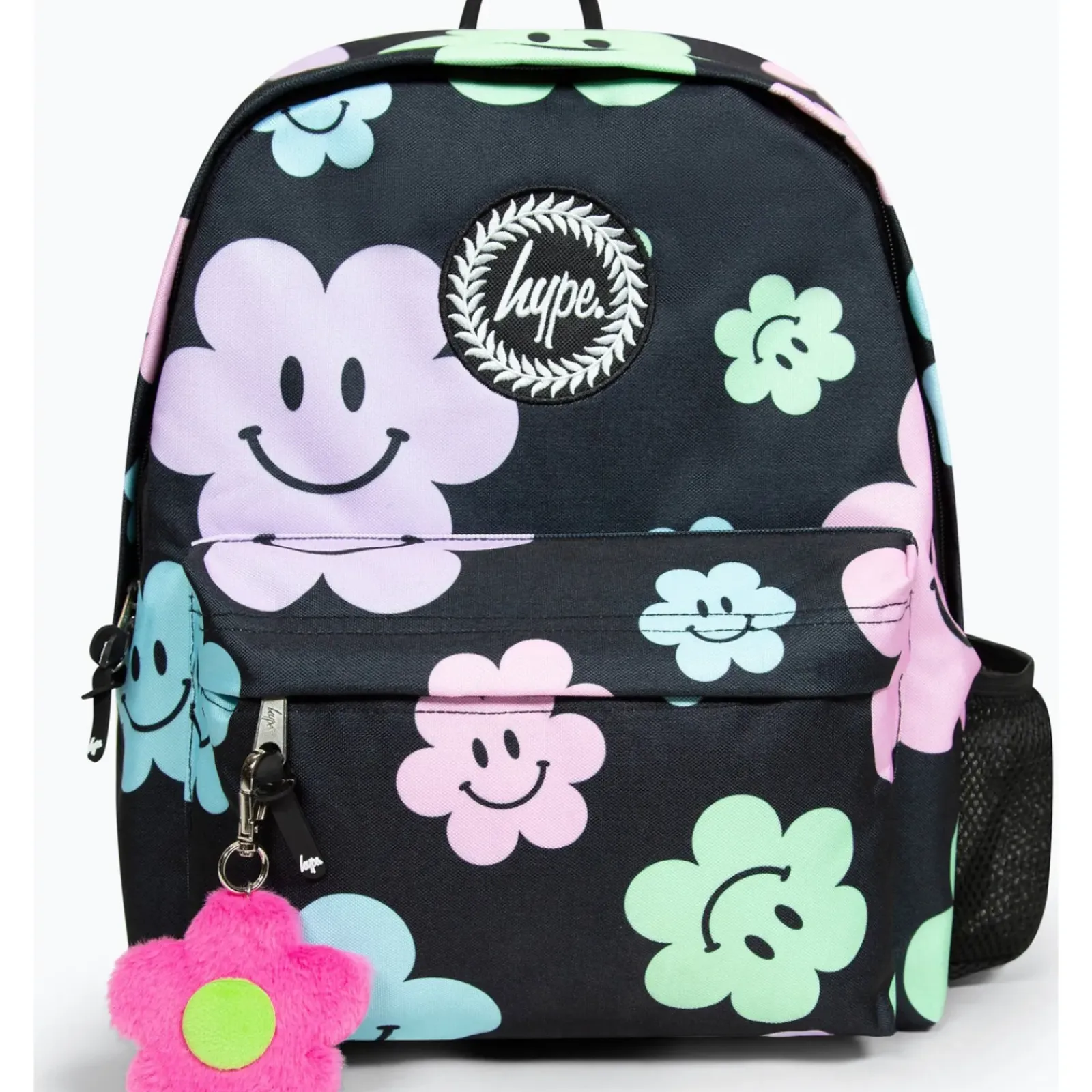 Hype Mochila Badge Black Happy Flowers