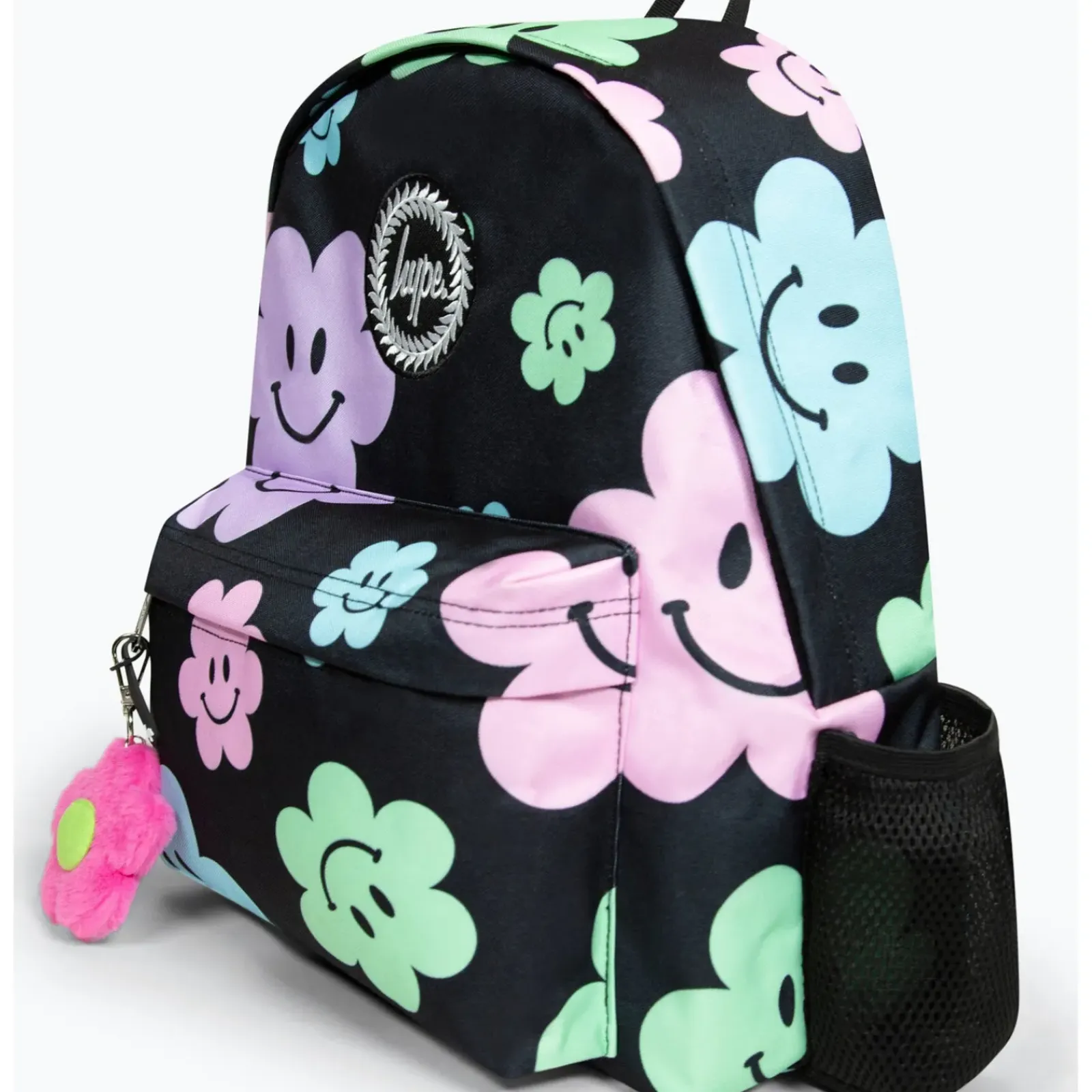Hype Mochila Badge Black Happy Flowers