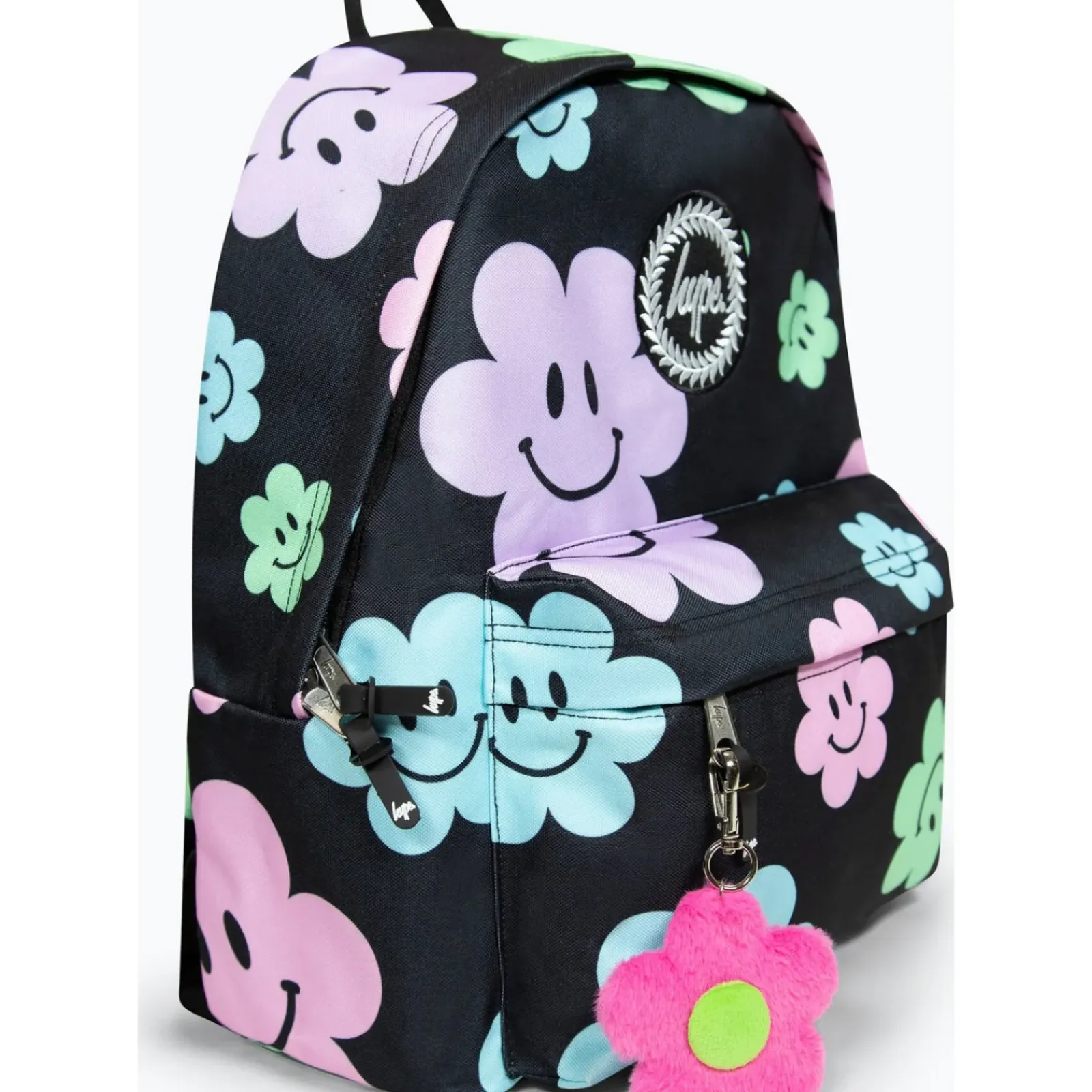 Hype Mochila Badge Black Happy Flowers