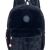 New Marshmallow Mochila Pequena Preta Furry