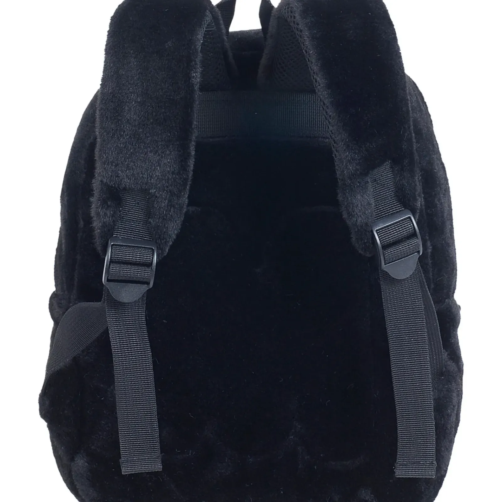 New Marshmallow Mochila Pequena Preta Furry