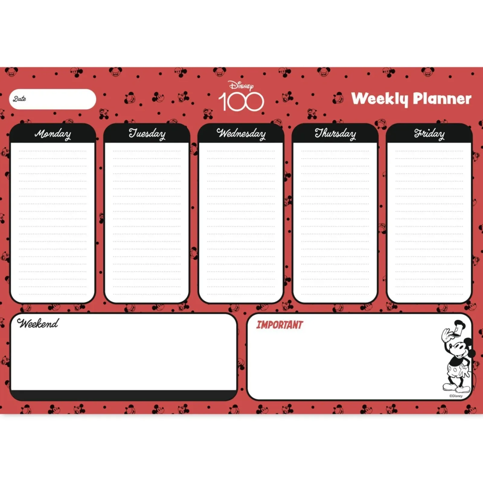 Mickey Agendas E Planners|Agendas E Planners > Organizador Semanal A4 - 100 Anos