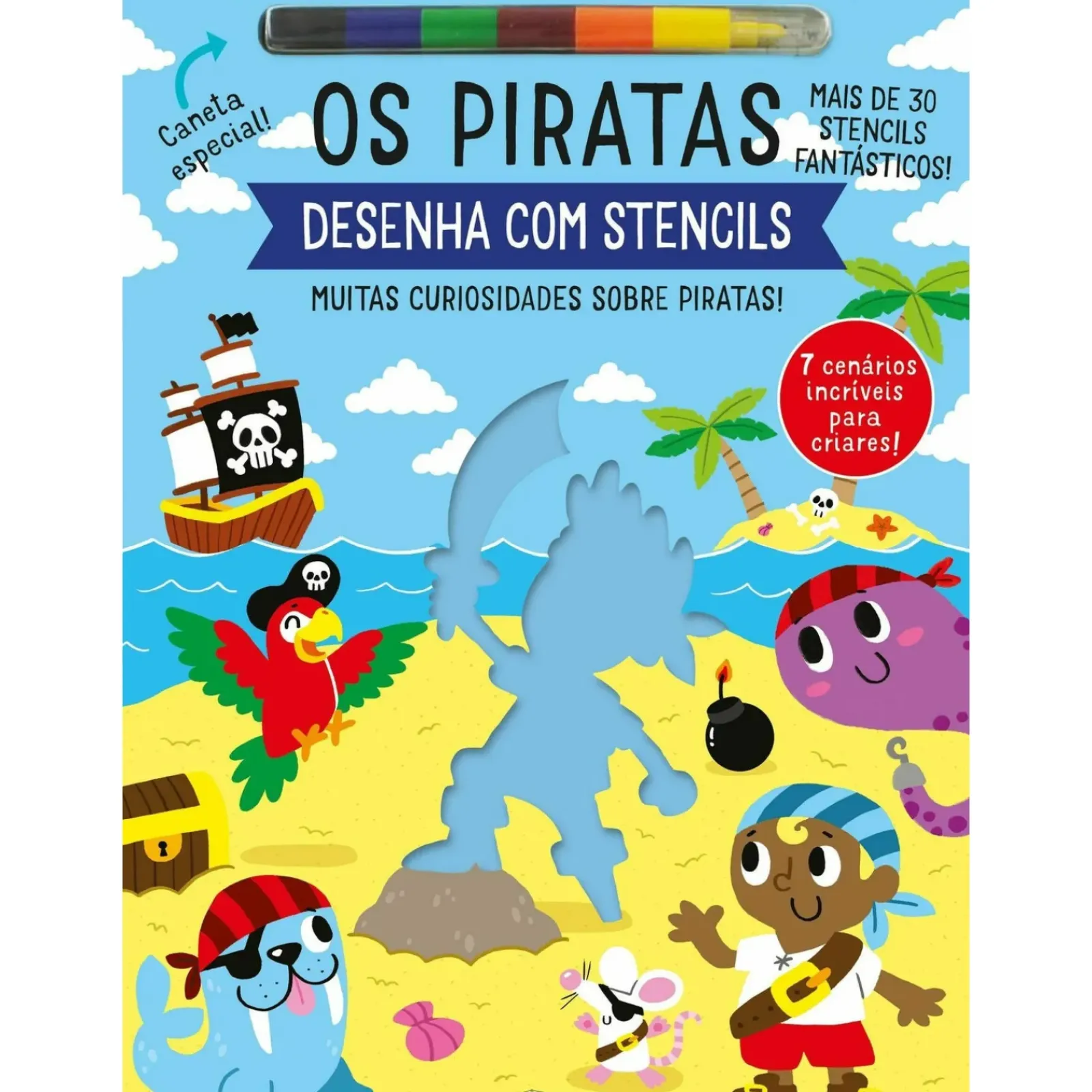 Hot Booksmile Os Piratas - Desenha com Stencils de Elizabeth Golding