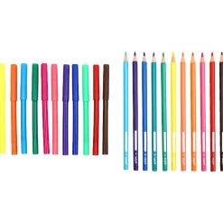 Note! Lápis De Cor E Cera|Lápis Cor E Cera > Pack 12 Marcadores + 12 Lápis Cor