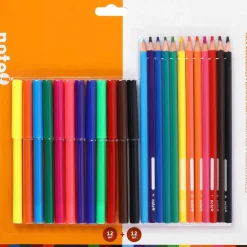 Note! Lápis De Cor E Cera|Lápis Cor E Cera > Pack 12 Marcadores + 12 Lápis Cor