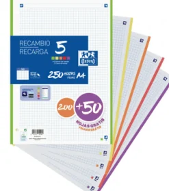 New Oxford Recarga Papel A4 Quadriculado com Cor nas Margens