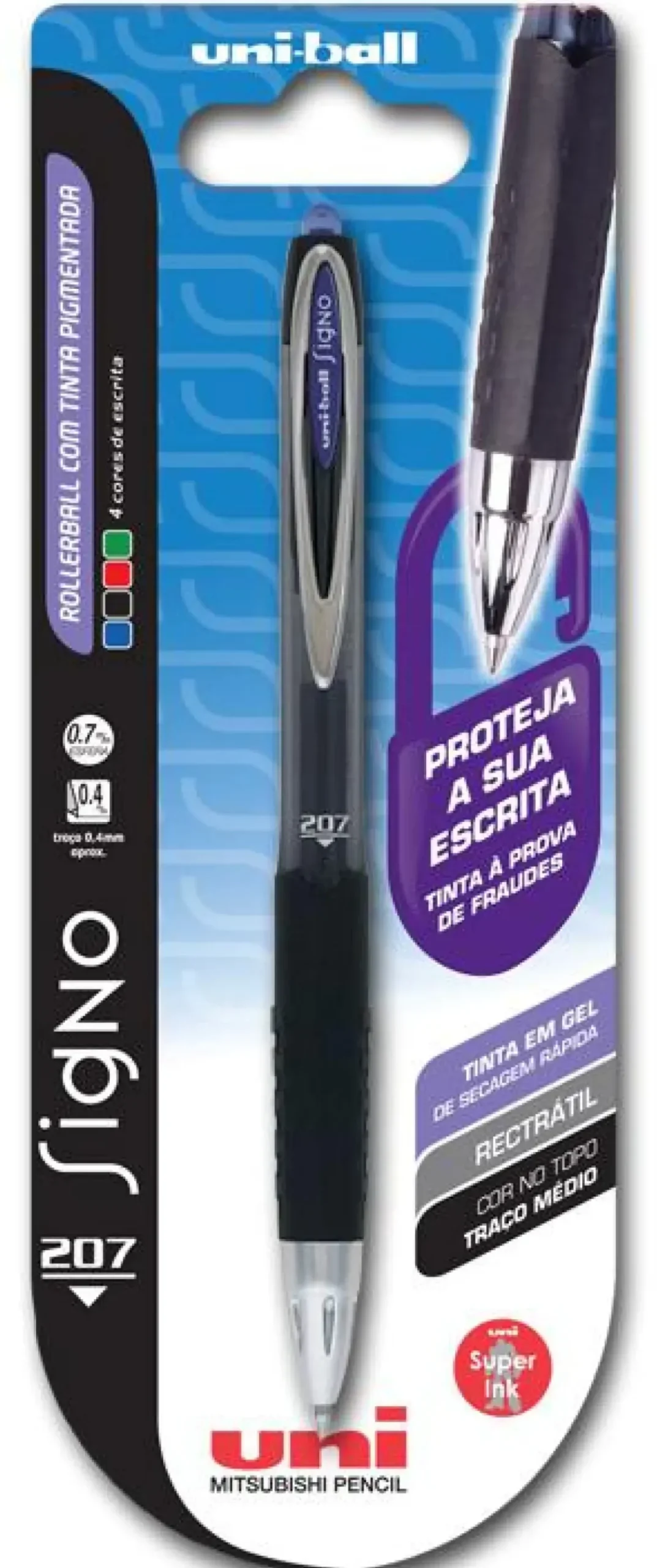 Uni Canetas E Esferográficas|Escrita > Roller Retráctil Signo de Tinta Gel Preta