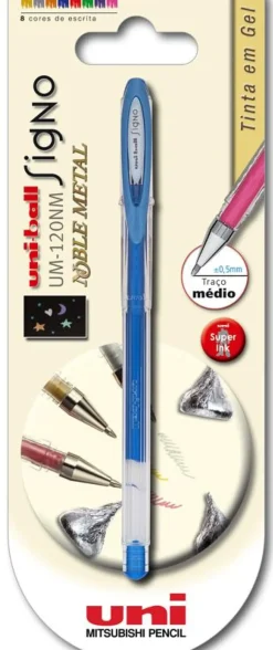 Uni Canetas E Esferográficas|Escrita > Roller Signo Noble Metal de Tinta Gel Metálica Azul