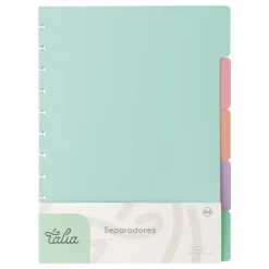 Talia Cadernos De Disco|Separadores E Micas > Separadores A4 para Caderno Smart com 5 Divisórias Pastel