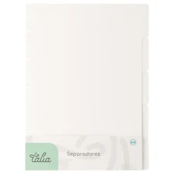 New Talia Separadores A4 para Caderno Smart com 5 Divisórias Branco