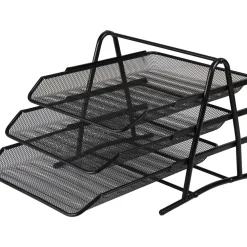 Clearance Note! Tabuleiro Metal com Suporte 3 Divisórias Preto