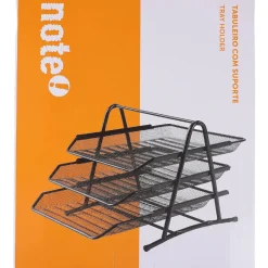 Clearance Note! Tabuleiro Metal com Suporte 3 Divisórias Preto